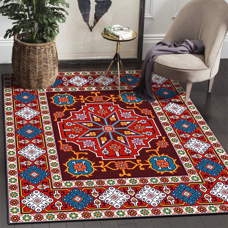 Boho Print Carpet Polyester Area Rug Stain Resistant Rug for Home Decoration