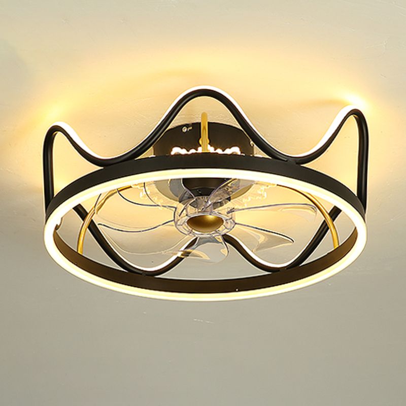 Metal Fan Ceiling Lights Modern Style 2 Lights Flush Mount Lamp for Kids' Room