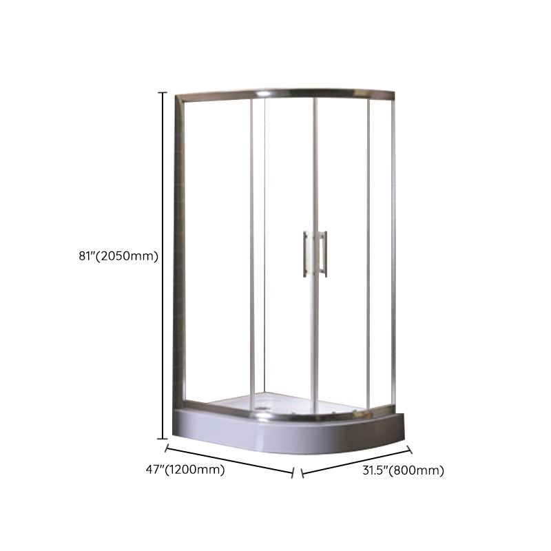 Corner Tempered Glass Shower Kit Silver Semi-Frameless Shower Kit