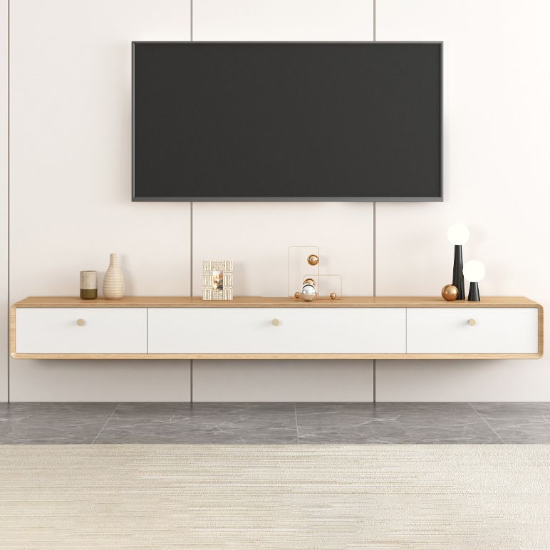 Contemporary Style Wall-mounted TV Stand Rubber Wood TV Cabinet