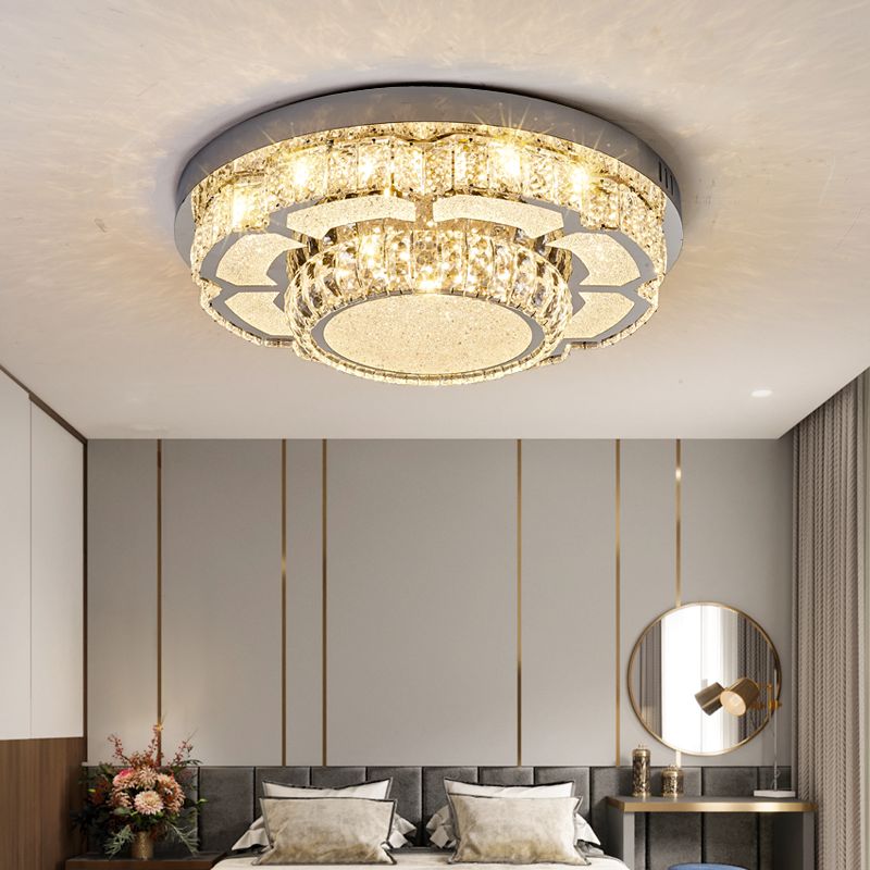 Lampada da soffitto moderna in stile semplice in acciaio inossidabile cristallo LED da incasso per soggiorno