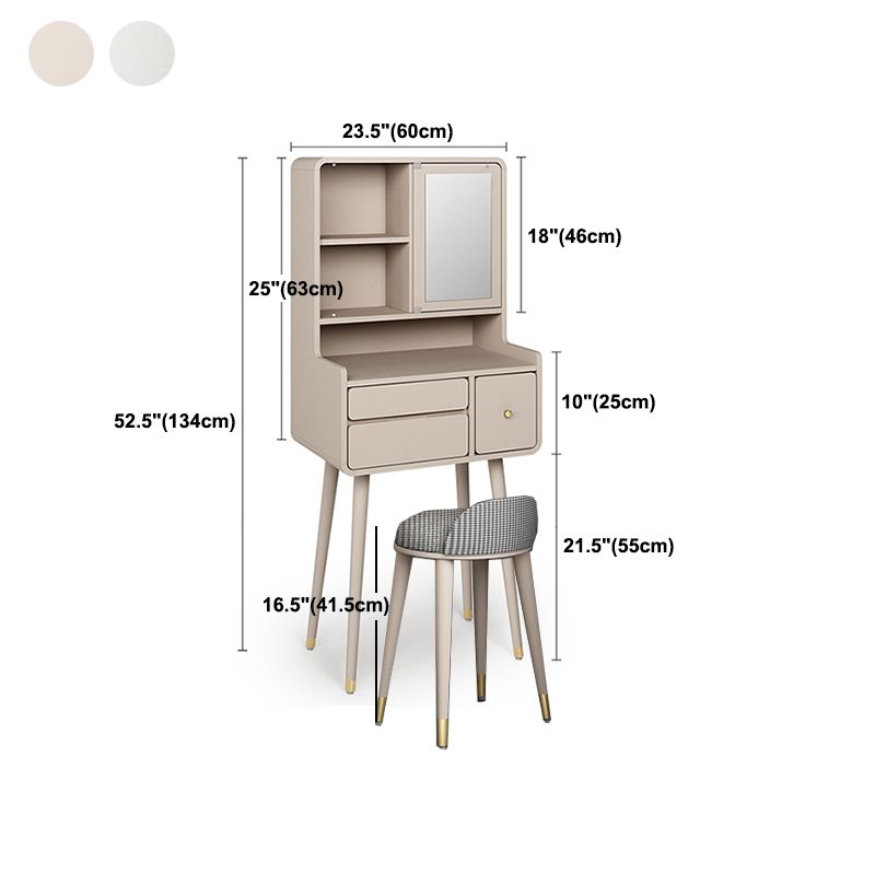 Modern Grey/White Makeup Vanity Set Wood Vanity Dressing Table