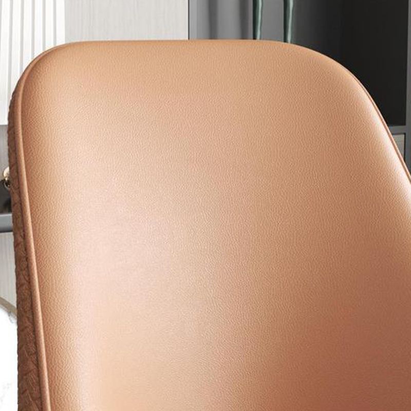 Minimalist Faux Leather Side Chair Arm Solid Back Chairs for Home