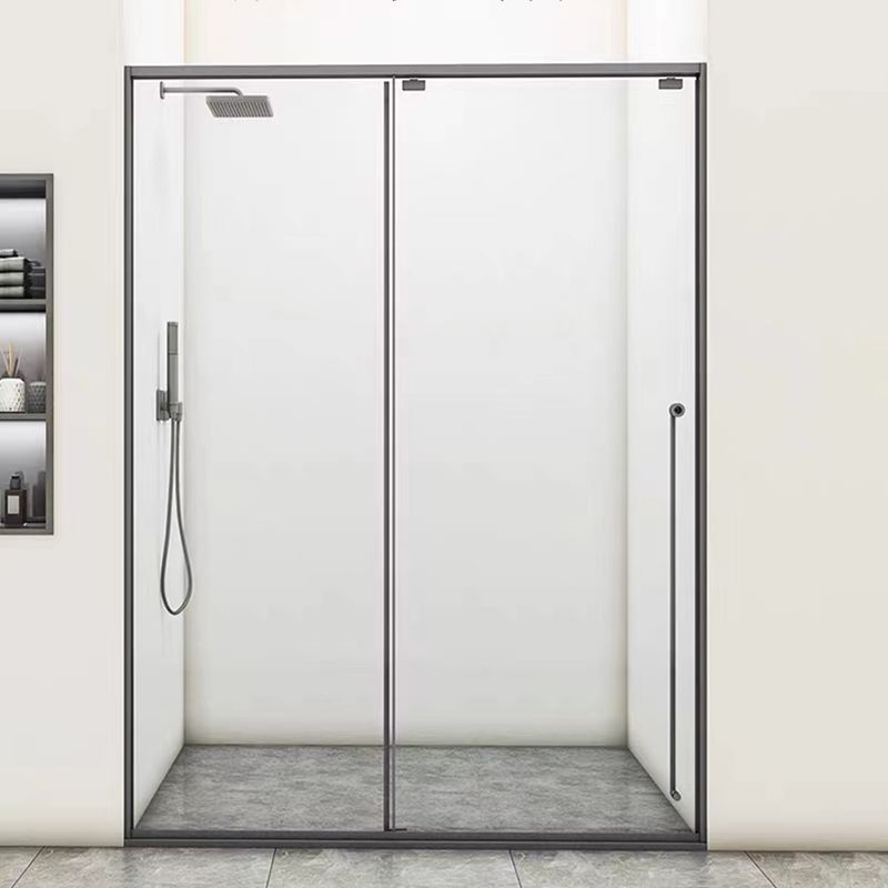 Single Sliding Gray Semi Frameless Shower Door Clear Shower Bath Door