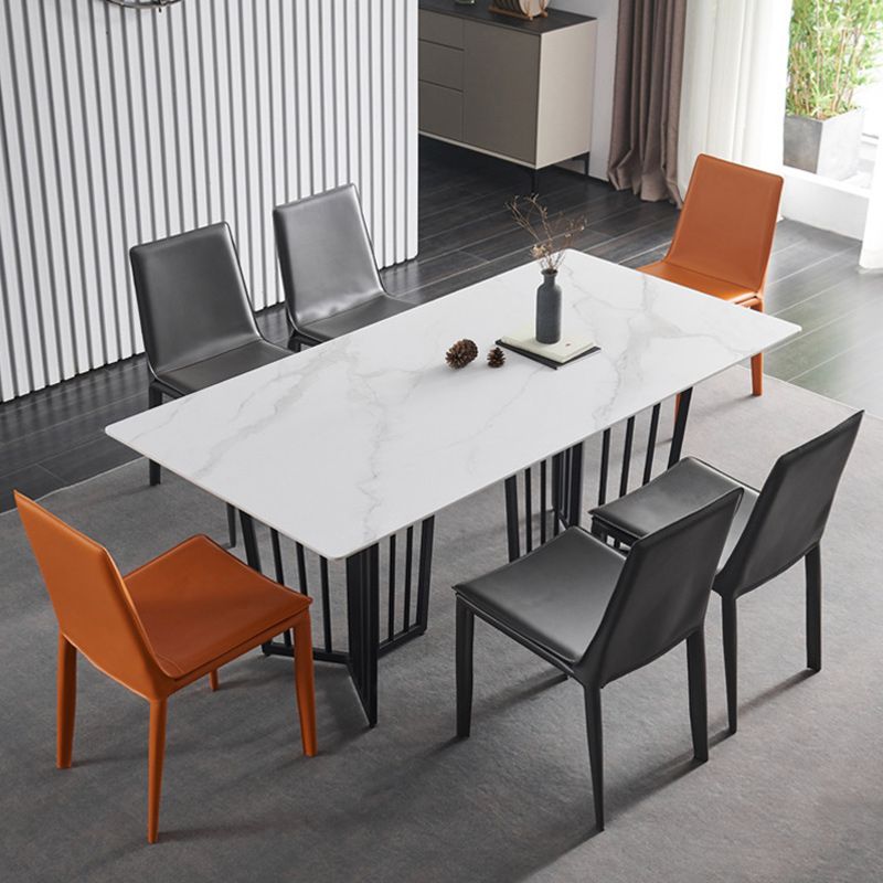 Contemporary Leather Dining Side Chairs Metal Armless Dining Chair for Restaurant Use