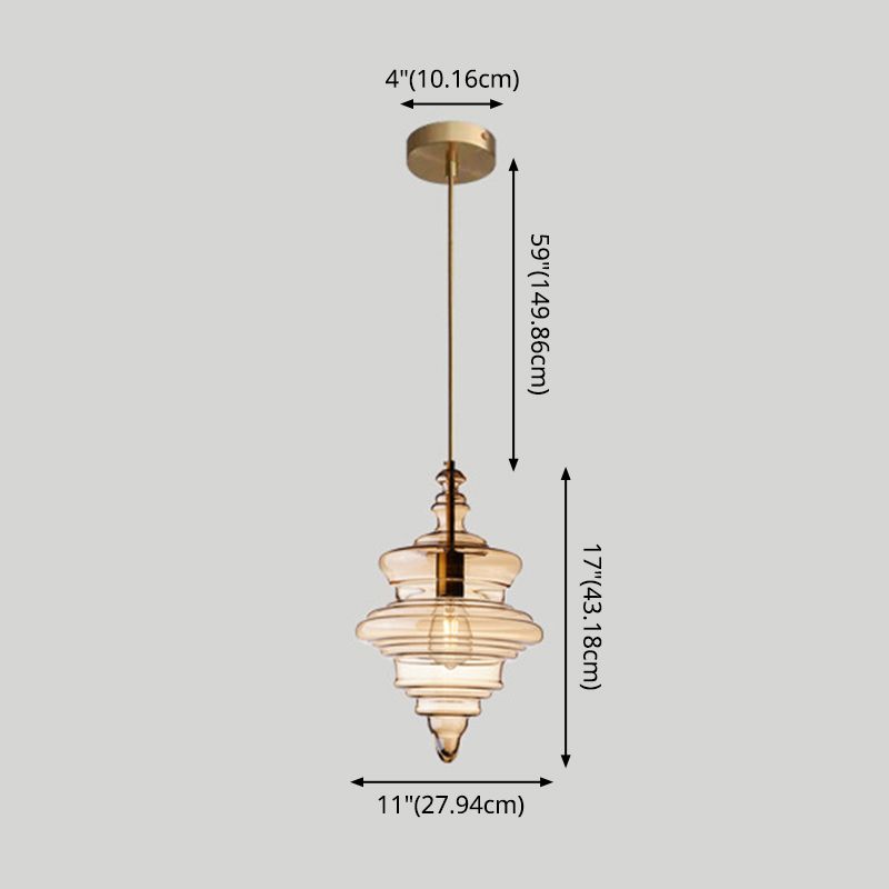 1 cabañera de techo en forma de carrete Luz de vidrio retro colgante de lámpara para restaurante para restaurante