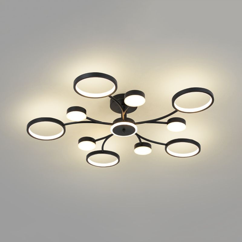 Modern Round Flush Ceiling Lights Metal Multiple-Light Ceiling Lighting