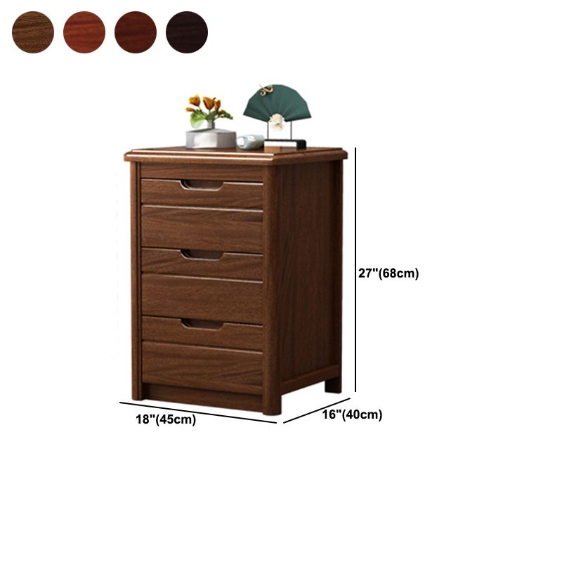 27 Inch H Nightstand Modern Solid Wood 3-Drawer Night Table in Brown