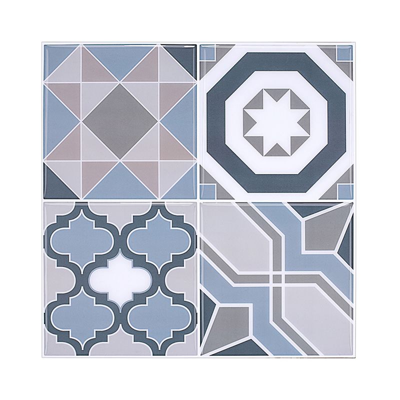 Seamless Geometric Pattern Wallpapers Blue Bohemian Adhesive Wall Art for Dining Room