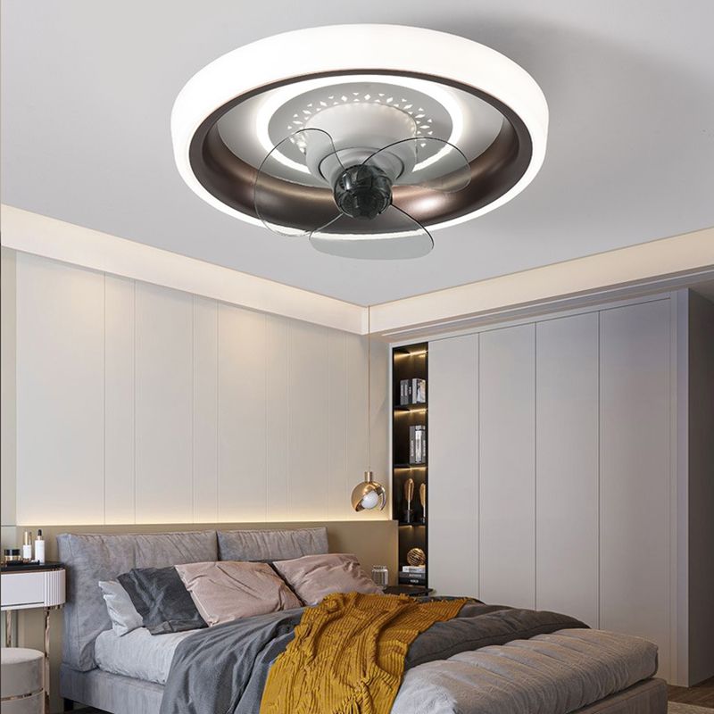 2-Lights Modern Round Fan Light Metal 20" Wide LED Flush Mount Light for Bedroom