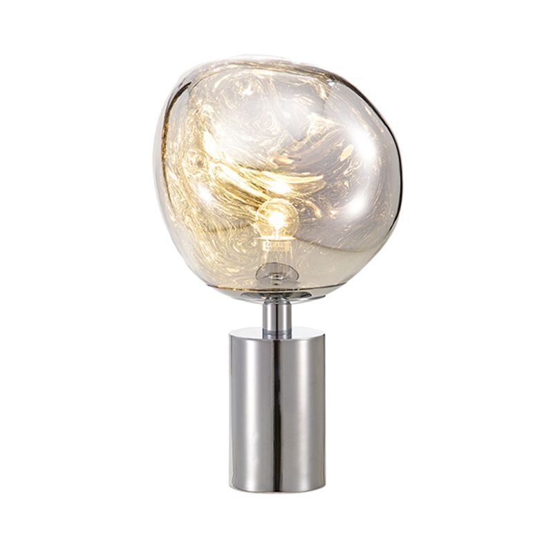 Modernist Style Molten Table Lighting Silver/Gold Hand-Blown Glass 1 Head Living Room Table Lamp