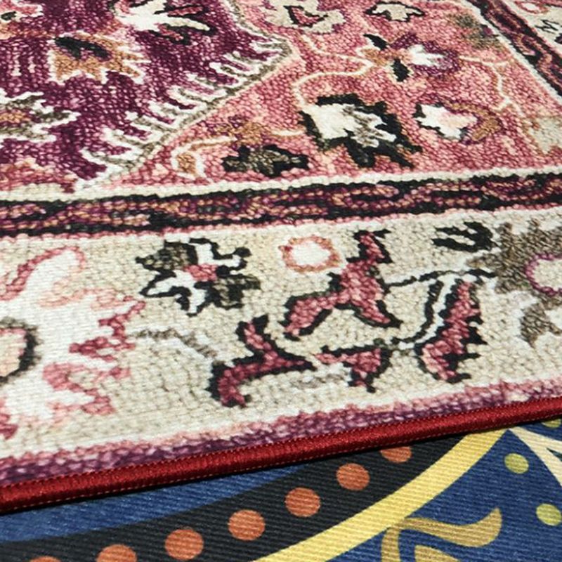 Simple Multicolor Moroccan Rug Polyester Floral Print Area Rug Non-Slip Backing Carpet for Bedrooom