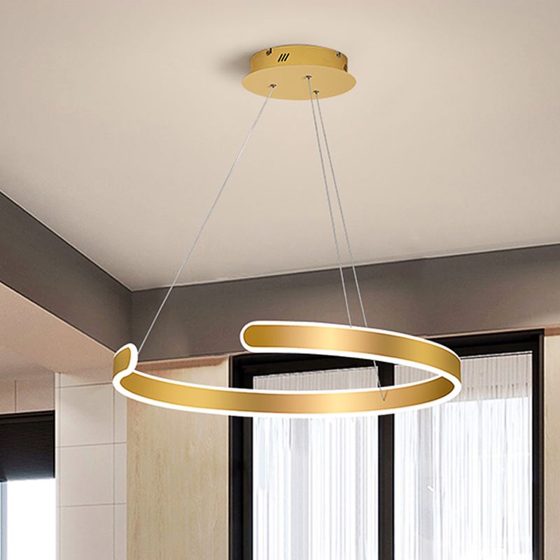 1/2/3 Lichten eetkamer kroonluchter met ring acryl schaduw moderne gouden led hangende lamp in wit/warm licht