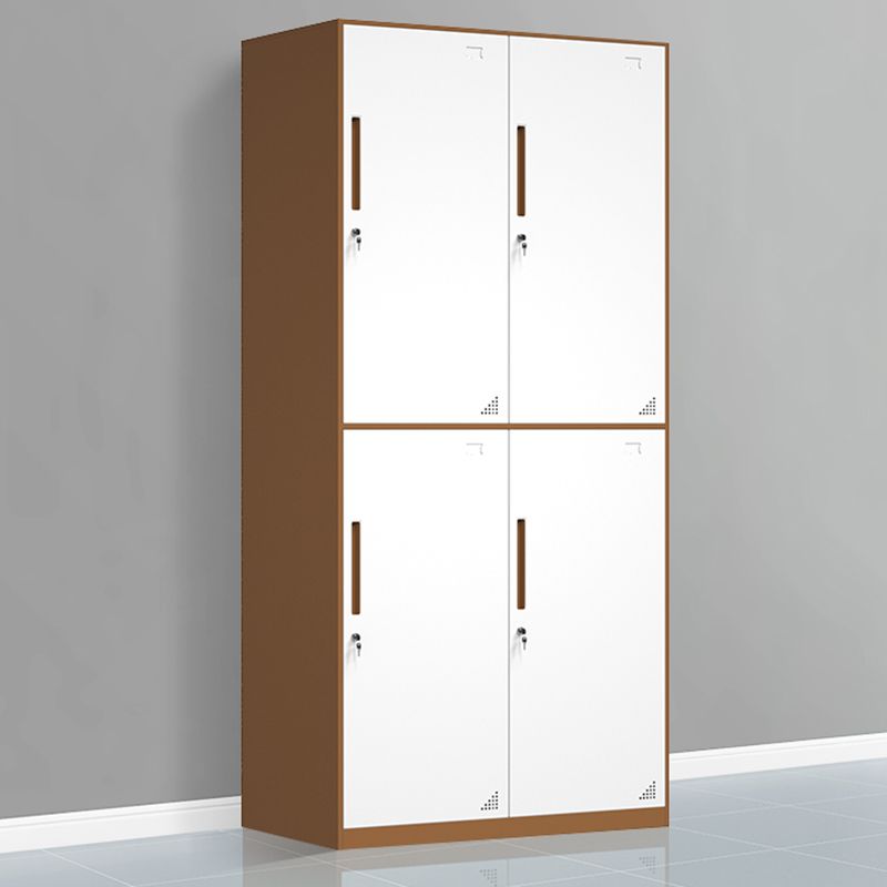 White and Brown Wardrobe Cabinet Modern Steel Wardrobe Armoire