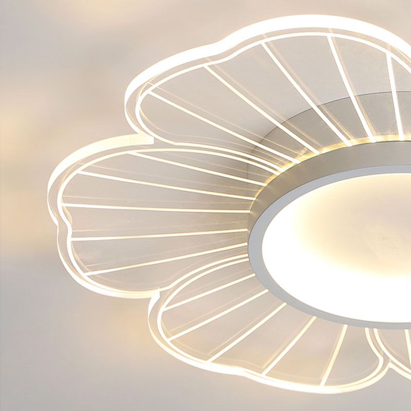 Modern Flower Shape Ceiling Fixture Metal Flush Light with Acrylic Shade for Living Room