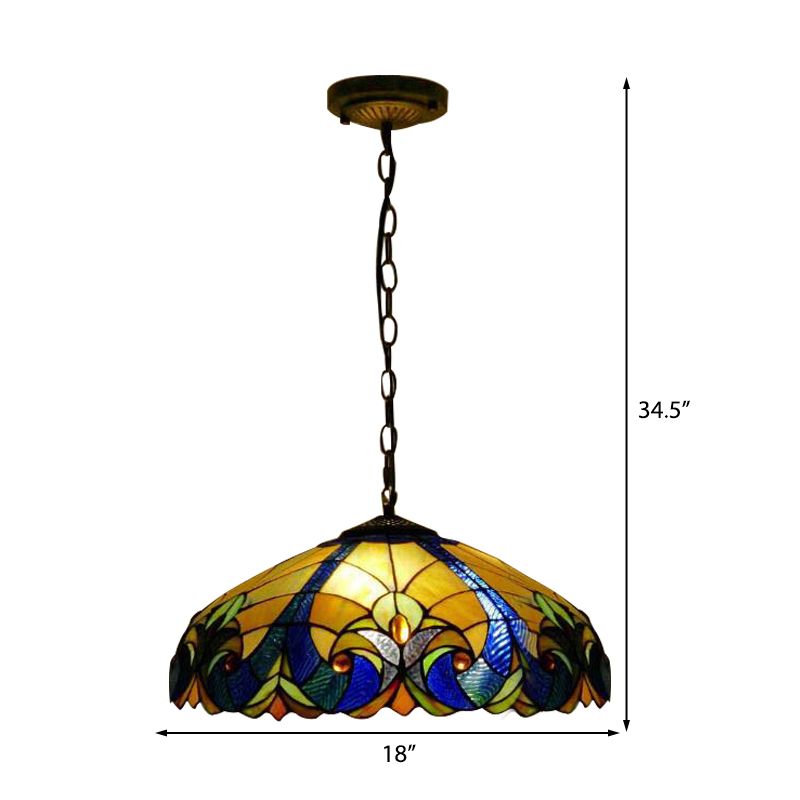 Tiffany hanglampverlichting gebrandschilderd glas 18 "breed hangend licht met verstelbare kettingen voor woonkamer