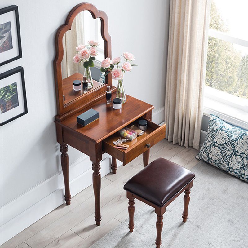 Traditional Wooden Vanity Makeup Dressing Table Stool Set, 23.62" Wide