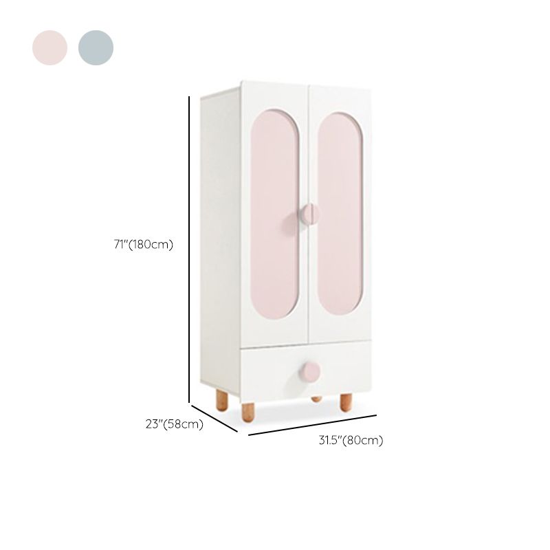 Pink and Blue Wardrobe Armoire Wooden Wardrobe Armoire with Door