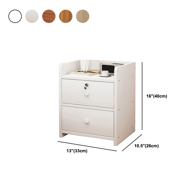 1-Drawer/2-Drawer Wood Nightstand 15.7" Tall Nightstand in Brown/ White/Natural