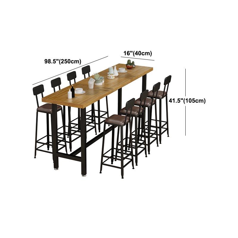 Wood Bar Table Traditional Luxury Rectangle Bar Dining Table with Trestle Base