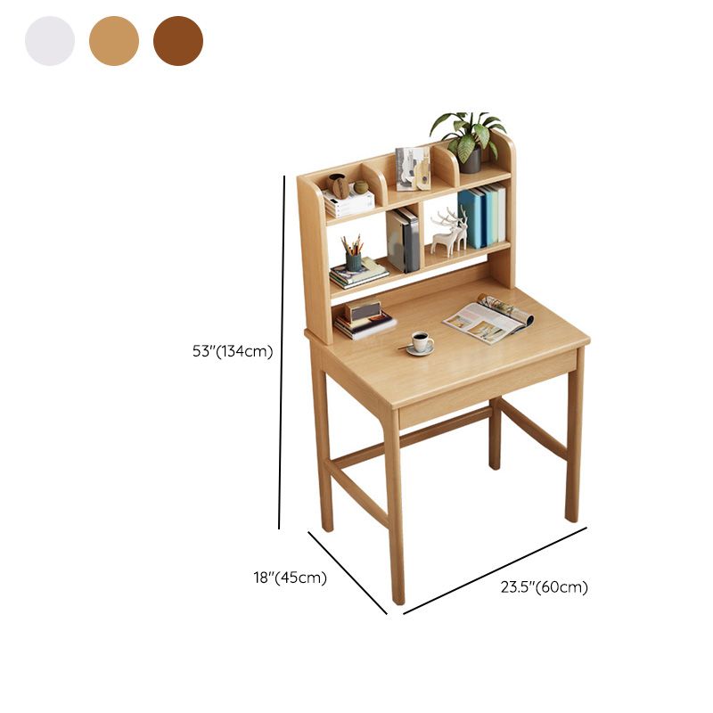 Wooden Desk Writing Desk with Bookshelf  23.6"W Child Desk in Light Wood