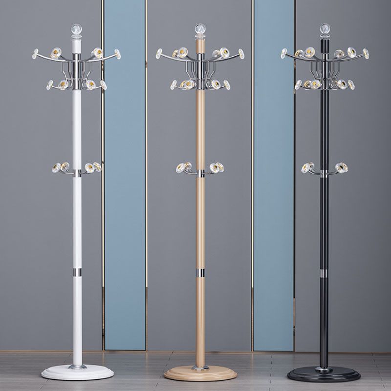 Contemporary Coat Rack Free Standing Coat Hook Metal Hall Stand with Round Base