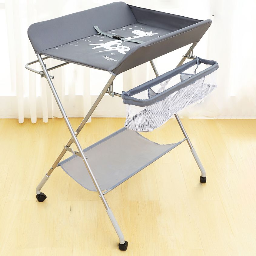 Folding Changing Table Flat Top Changing Table with Safety Rails and Storage