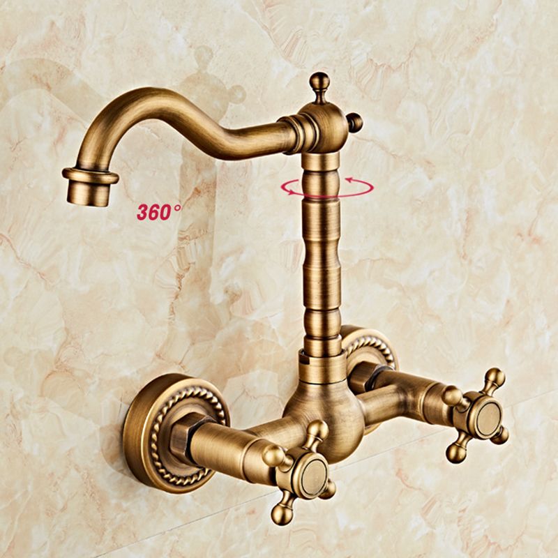 Glam 2-Handle Bathroom Sink Faucet 2-Hole Wall Mounted Bathroom Faucet