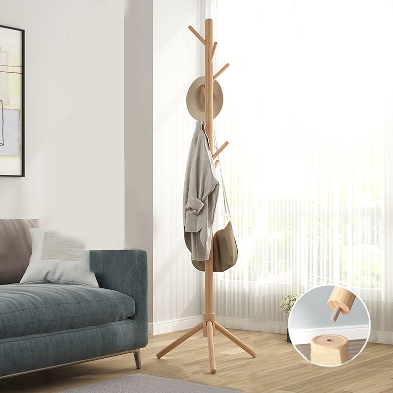 Modern Coat Hanger Wood Free Standing No Storage Entry Hall Tree