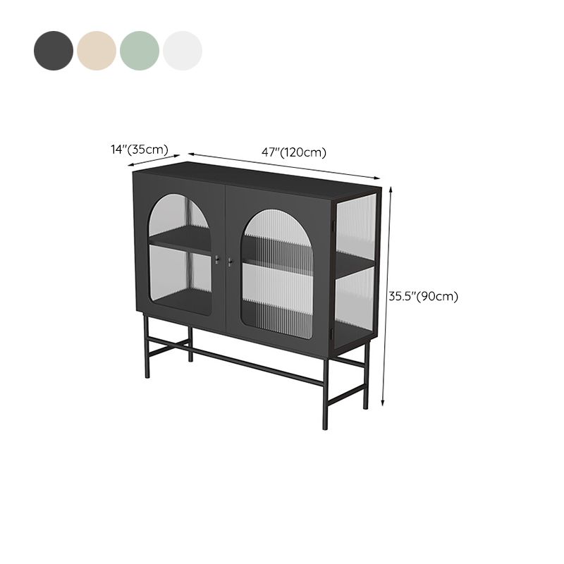 Industrial Glass Doors Curio Cabinet Metal Display Cabinet with Doors for Dining Room