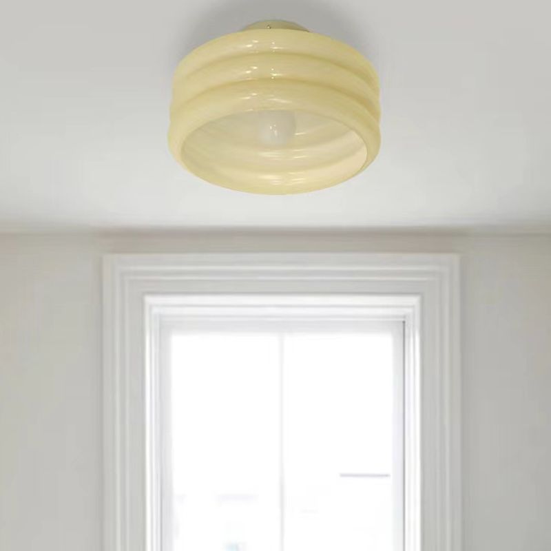 Glass Shade Semi Flush Mount Modern Cylinder Shade Semi-Flush Mount for Bedroom