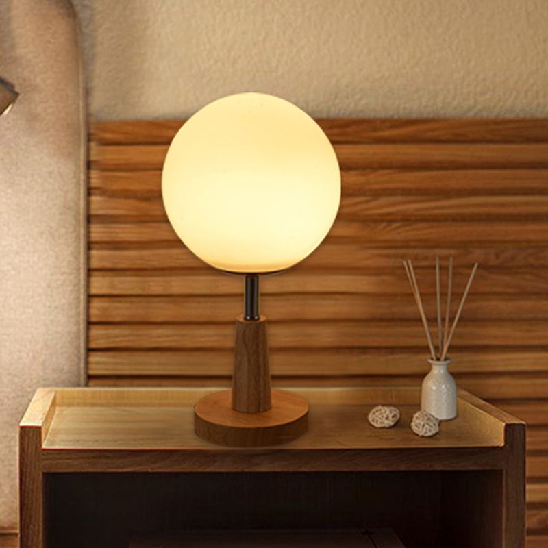 Globe/Zylinder/quadratische Nachttischlicht modernistisch gefrostetes Glas 1 helle Holz Nachtlampe für Bett