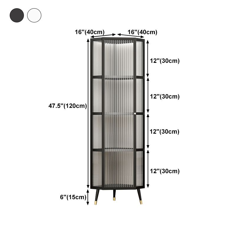 Living Room Minimalism Buffet Server Glass Door Metal Frame Dining Server