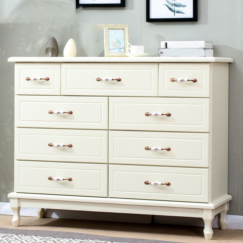 Modern Wooden Accent Chest with 9 Drawers with Cabriole Legs Chest