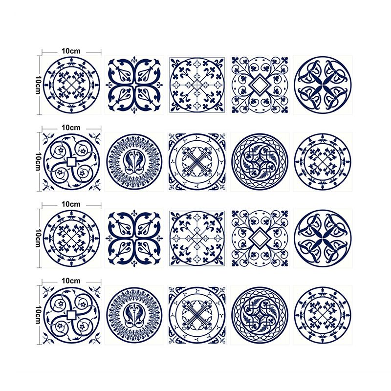 Boho Chic Mandala Wallpaper Panel for Kitchen 2.2-sq ft Wall Covering in Blue, Easy Peel off