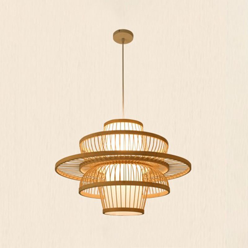 Rattan Geometrische Suspensionslicht 1 hängende Lampen für das Restaurant