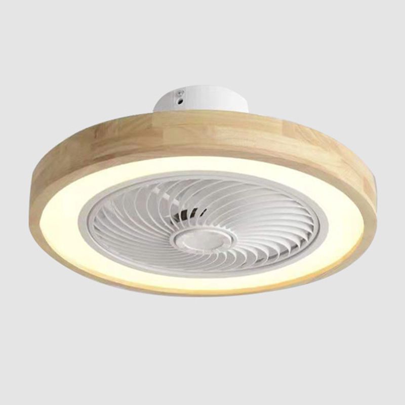 Geometric Ceiling Fan Lamp Nordic Style LED Wood Close to Ceiling Lamp