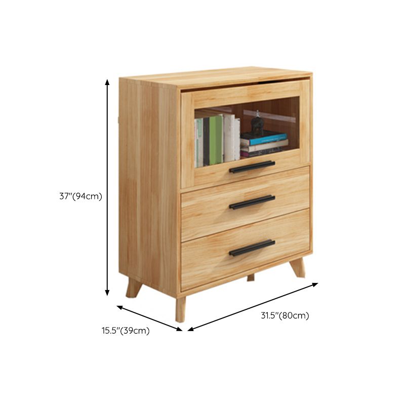 Standard Wooden Bookshelf Natural Contemporary Bookcase with Cabinets