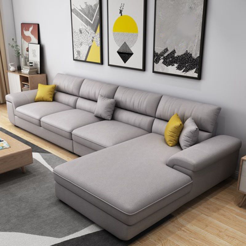 Contemporary L-Shape Modular Sectional Pillow Back Cushion Sofa and Chaise for Apartment