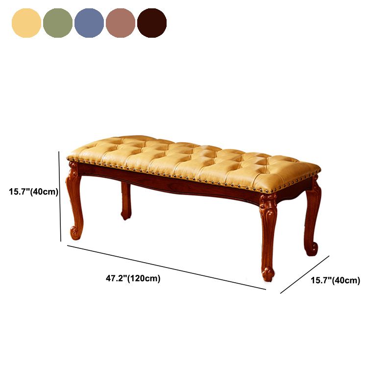 Rectangle 15.7" Wide Entryway Bench Traditional Upholstered Seating Bench with Nailheads