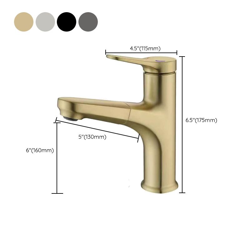 Modern Style Retractable Vessel Faucet Copper Single Handle Vessel Faucet for Bathroom