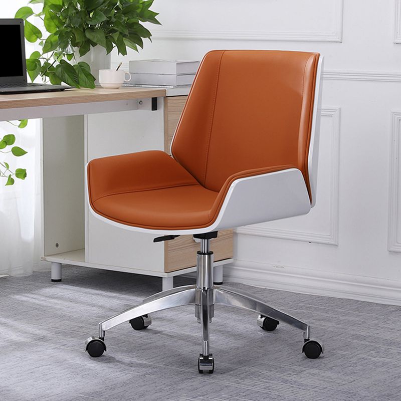 Armless Desk Chair Modern Adjustable Seat Height Slide Chair with Wheels