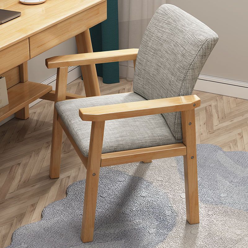 Contemporary Wood Squar Dining Chair Fabric Dining Side Chair for Kitchen