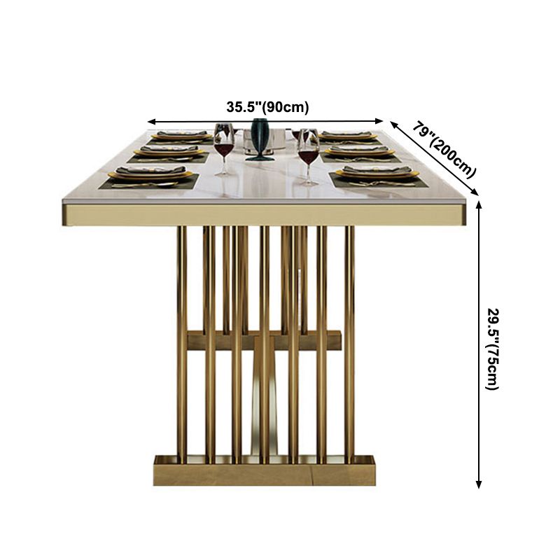 Metal Traditional Luxury Rectangle Table Sintered Stone Table with Metal Trestle