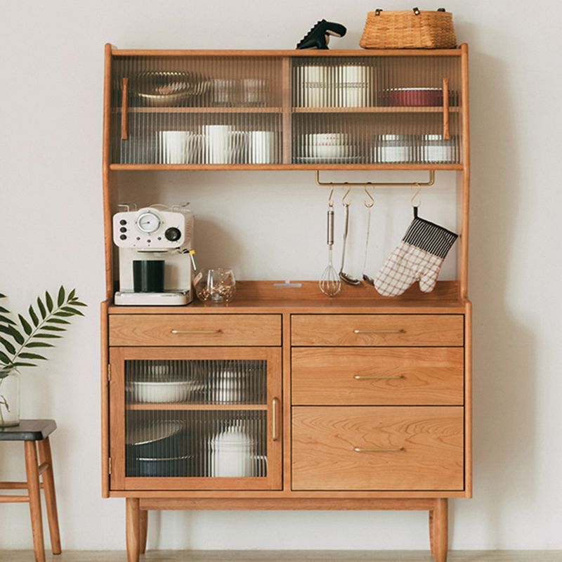 Modern Pine Dining Hutch 3 Drawers 16.5" W Hutch Cabinet for Dining Room