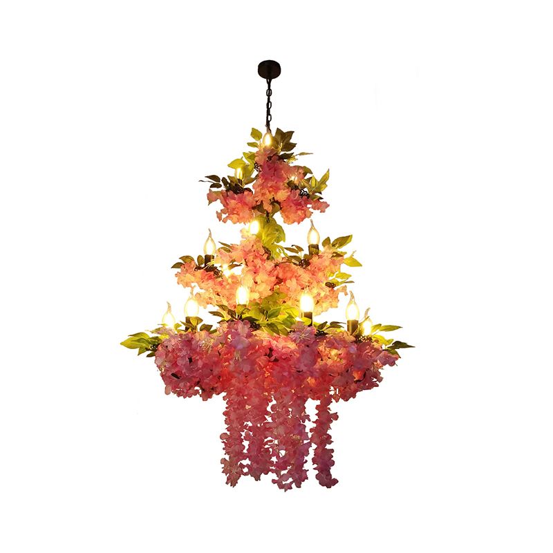 Pendre en métal Blossom Pendre Antique 21 Bulbes Restaurant LED PLATIF LEMPRENCE DE PLAFIER LED EN ROSE