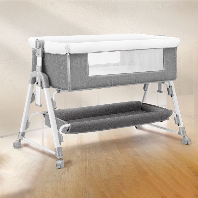 Modern Convertible Crib Cradle Height Adjustable Bedside Bassinet with Storage Shelf