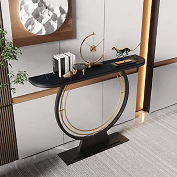 Glam Scratch Resistant Stain Resistant Half Moon Slate Console Table