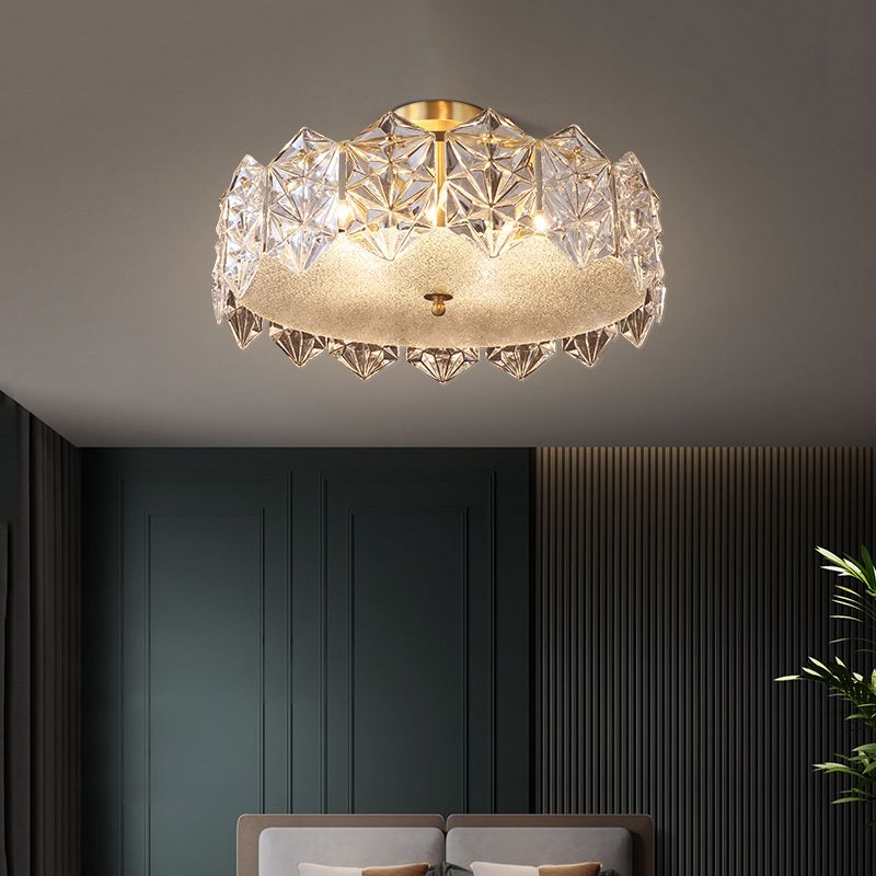 Simple Glass Ceiling Light Household Flush Mount Light Fixture for Bedroom