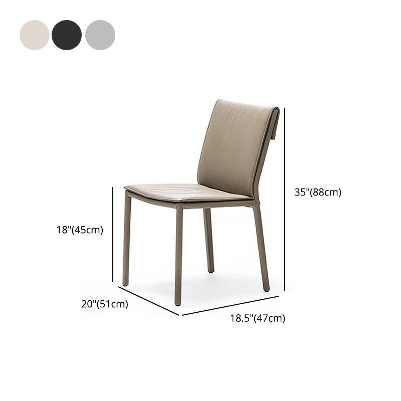 Minimalist Style Armless Solid Back Chairs Leather Dining Chair for Kitchen